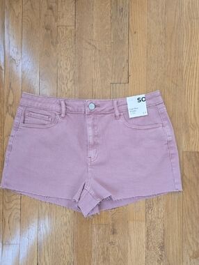 SO BRAND WOMENS JUNIOR PLUS SIZE MAUVE SHORTIE SHORTS SIZE 17/33W